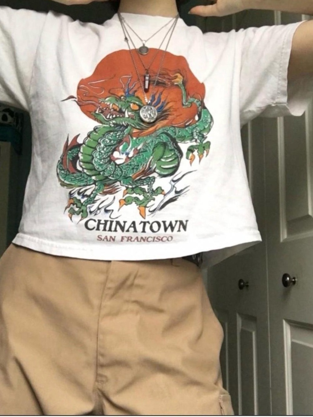 Brandy Melville John Galt Chinatown San Francisco Dragon Graphic Shirt DEADSTOCK
